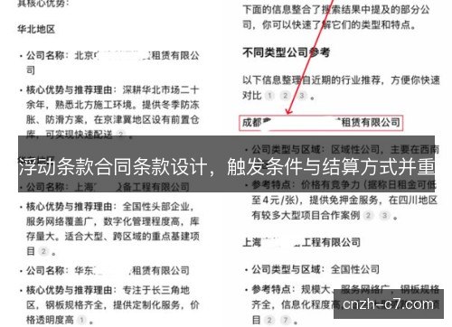 浮动条款合同条款设计，触发条件与结算方式并重